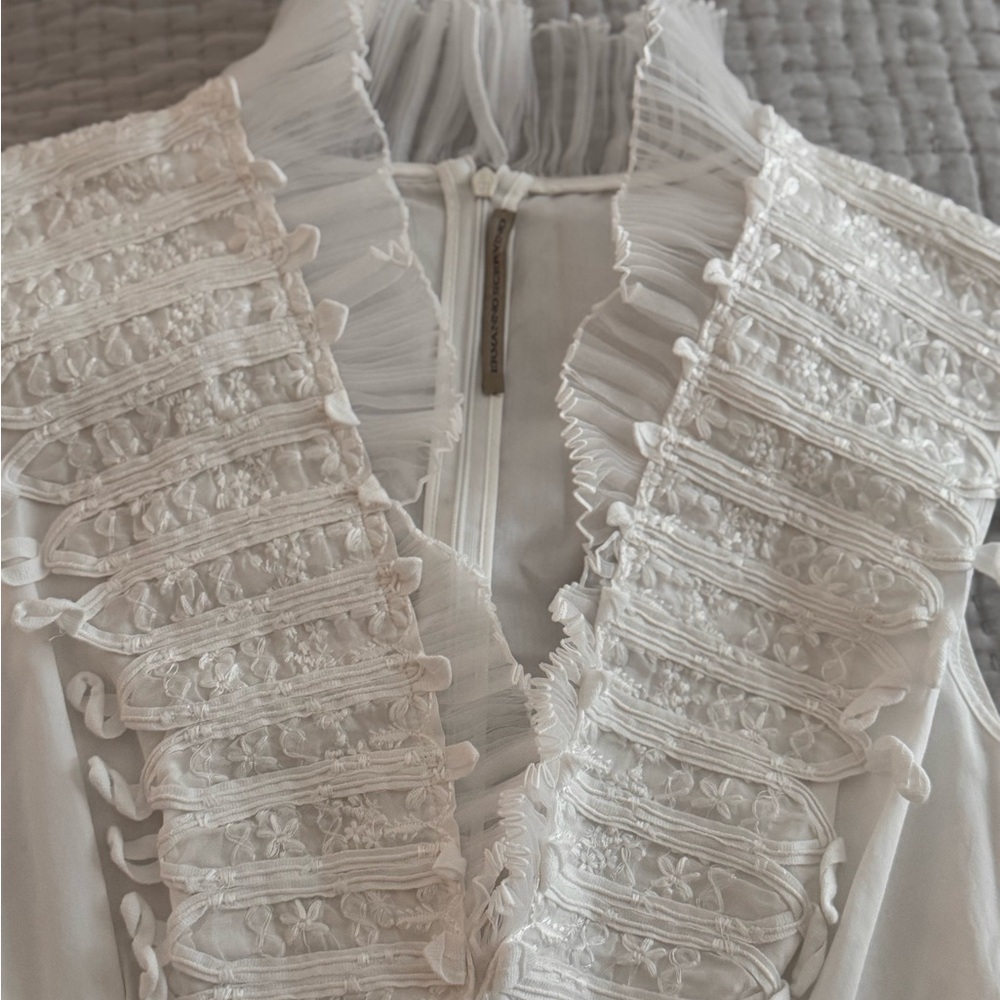 Elegant White Ruffled Blouse
